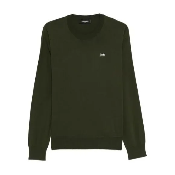 DSQUARED2 Men's Cotton Logo Crewneck Sweater Men GREEN Sweaters & Cardigans